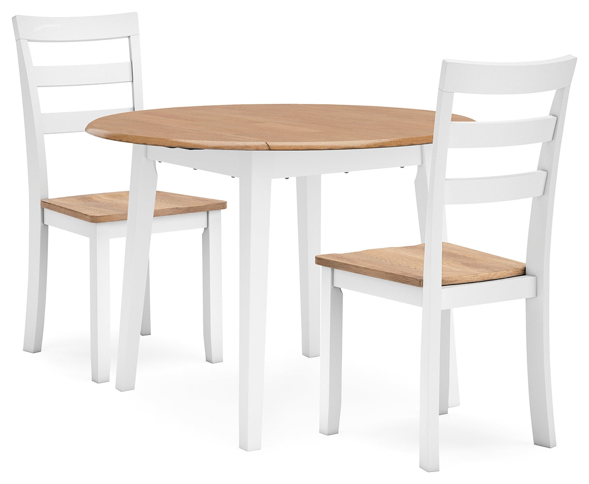 Gesthaven Dining Table and 2 Chairs in Natural/White - PKG019460