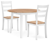 Gesthaven Dining Table and 2 Chairs in Natural/White - PKG019460