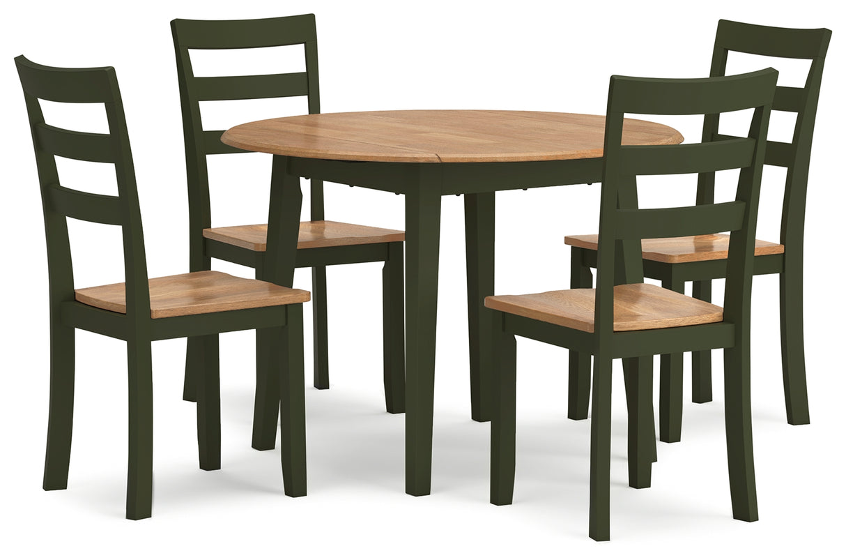 Gesthaven Dining Table and 4 Chairs in Natural/Green - PKG019469