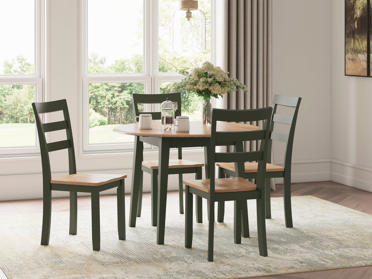 Gesthaven Dining Table and 4 Chairs in Natural/Green - PKG019469