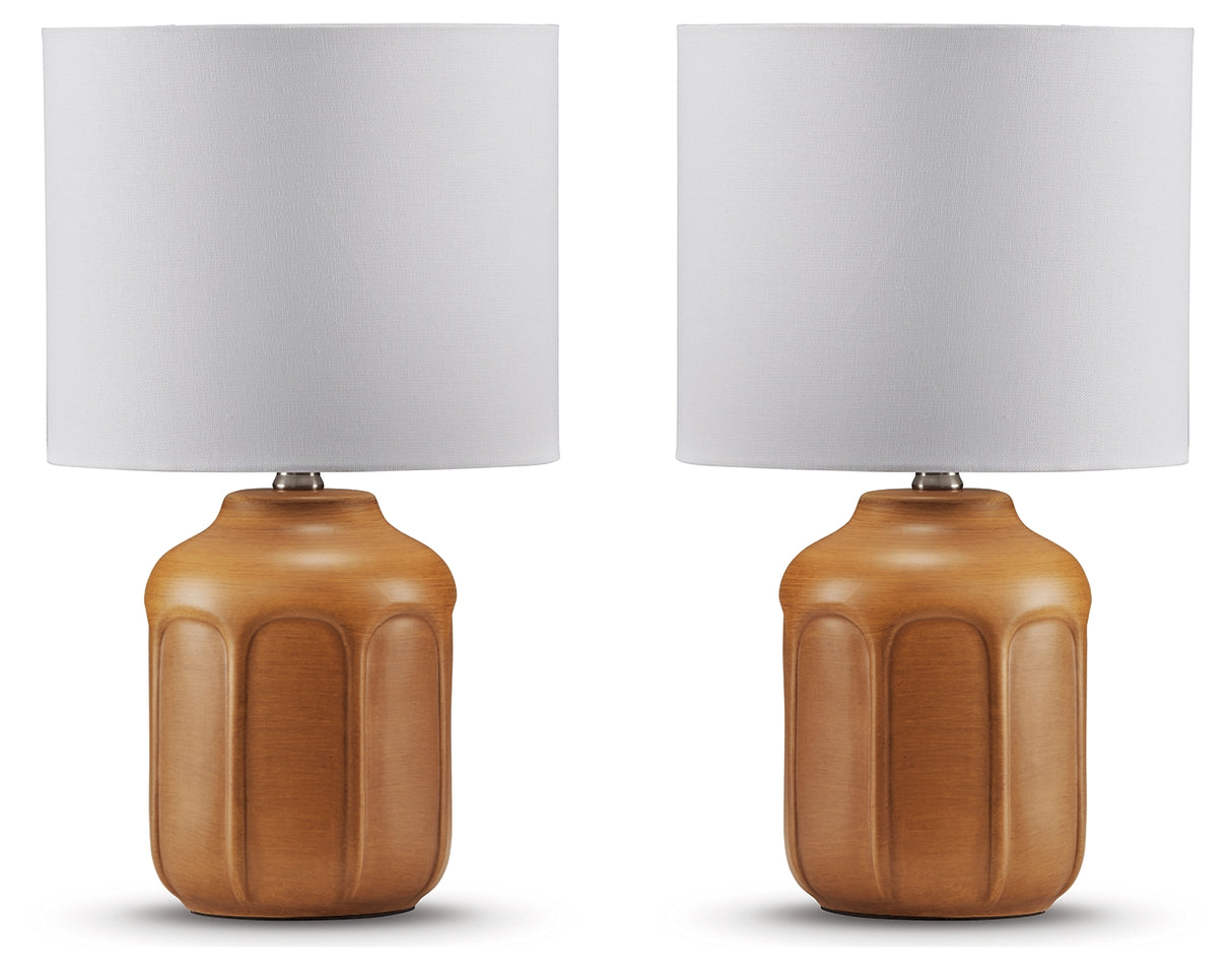 Gierburg 2-Piece Table Lamp Set in Ochre from Ashley - Luna Furniture