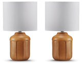 Gierburg 2-Piece Table Lamp Set in Ochre from Ashley - Luna Furniture