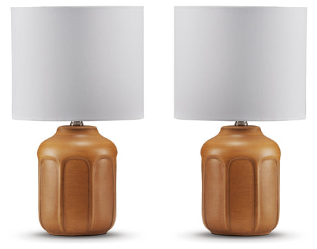 Gierburg 2-Piece Table Lamp Set in Ochre from Ashley - Luna Furniture