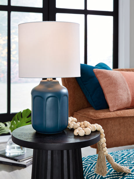 Gierburg 2-Piece Table Lamp Set in Teal from Ashley - Luna Furniture