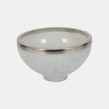 Glass,10",bowl W/ring Deco,white - 17454-01