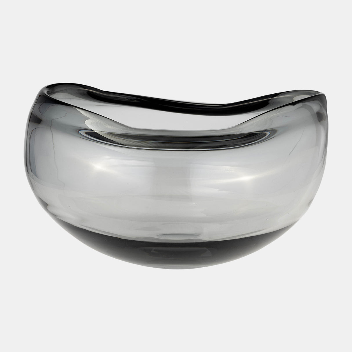 Glass, 10"d Irregular Shape Bowl, Smoke - 17984