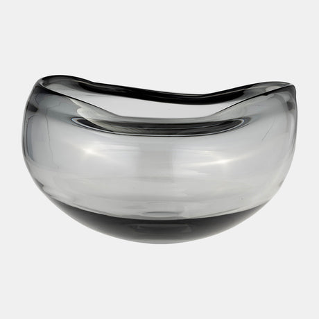 Glass, 10"d Irregular Shape Bowl, Smoke - 17984