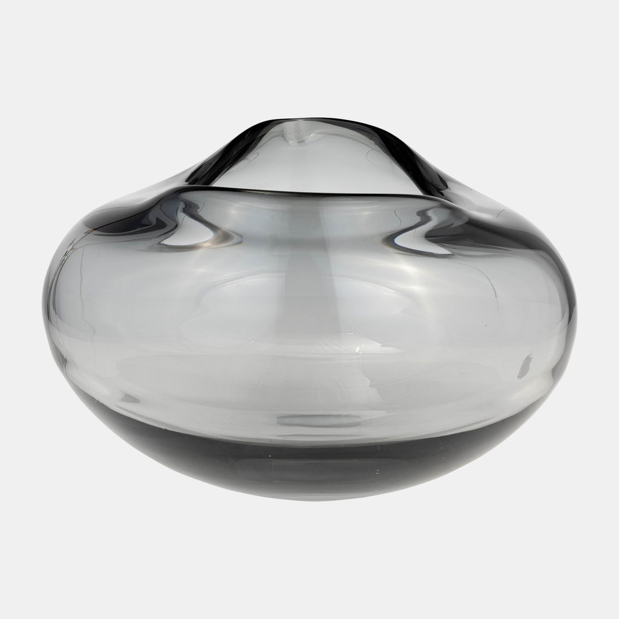 Glass, 10"d Irregular Shape Bowl, Smoke - 17984