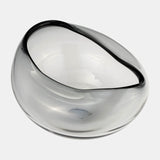 Glass, 10"d Irregular Shape Bowl, Smoke - 17984