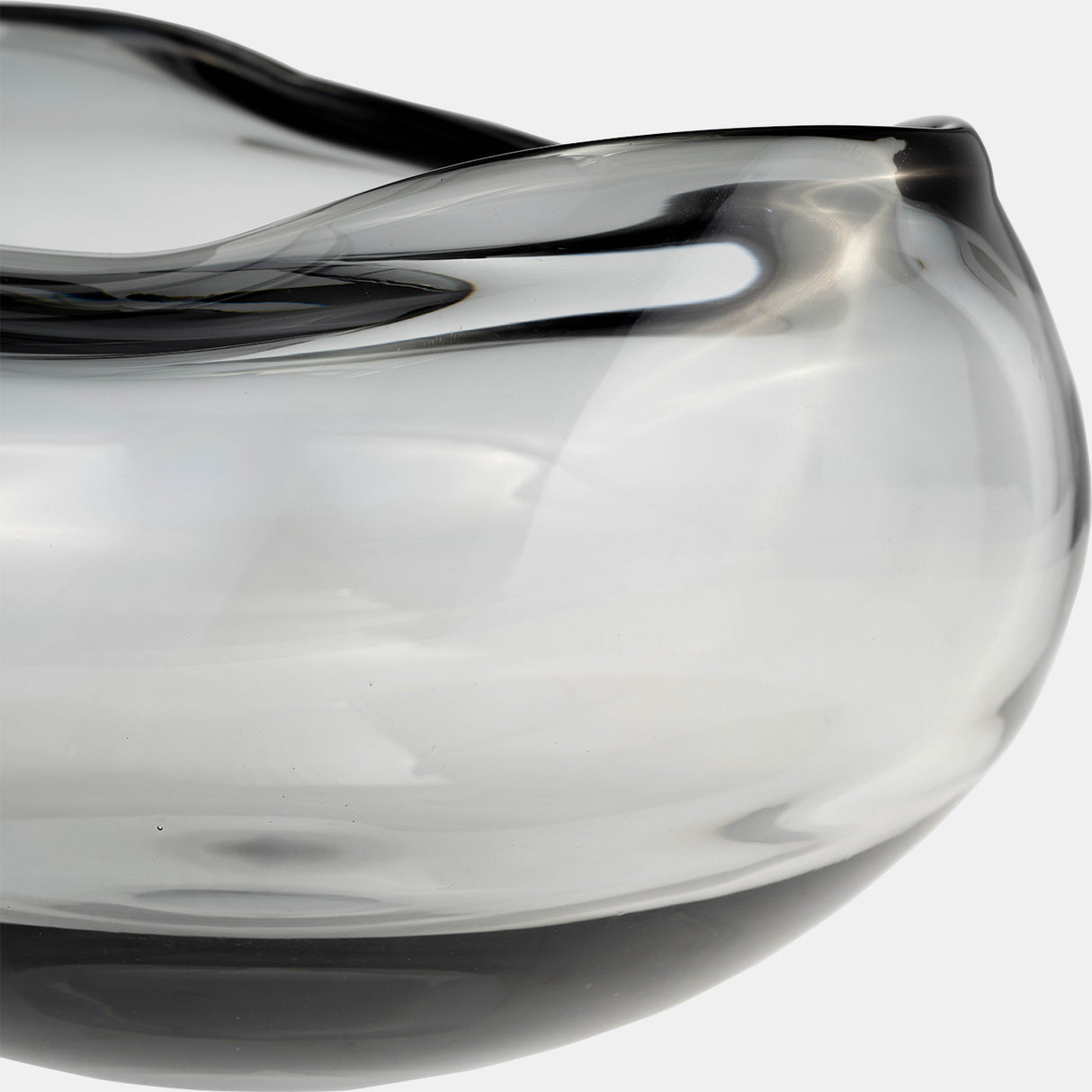 Glass, 10"d Irregular Shape Bowl, Smoke - 17984