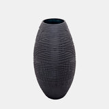 Glass 10"h Textured Vase, Black from Sagebrook Home - Luna Furniture