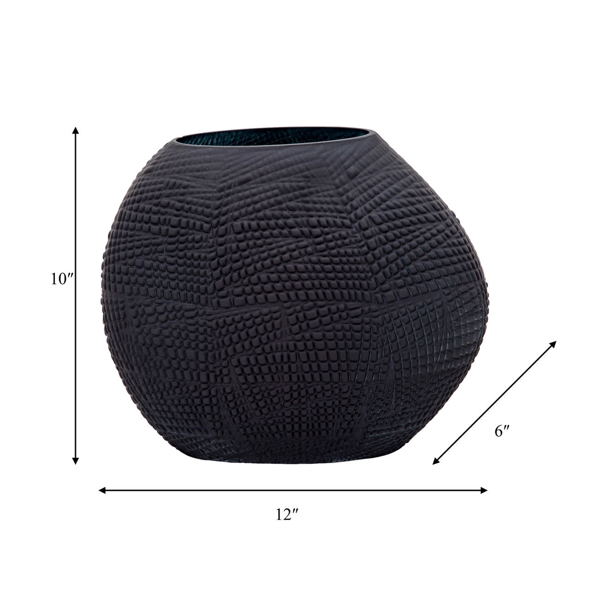 Glass 10"h Textured Vase, Black from Sagebrook Home - Luna Furniture