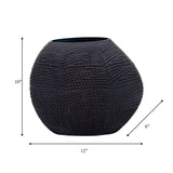 Glass 10"h Textured Vase, Black from Sagebrook Home - Luna Furniture