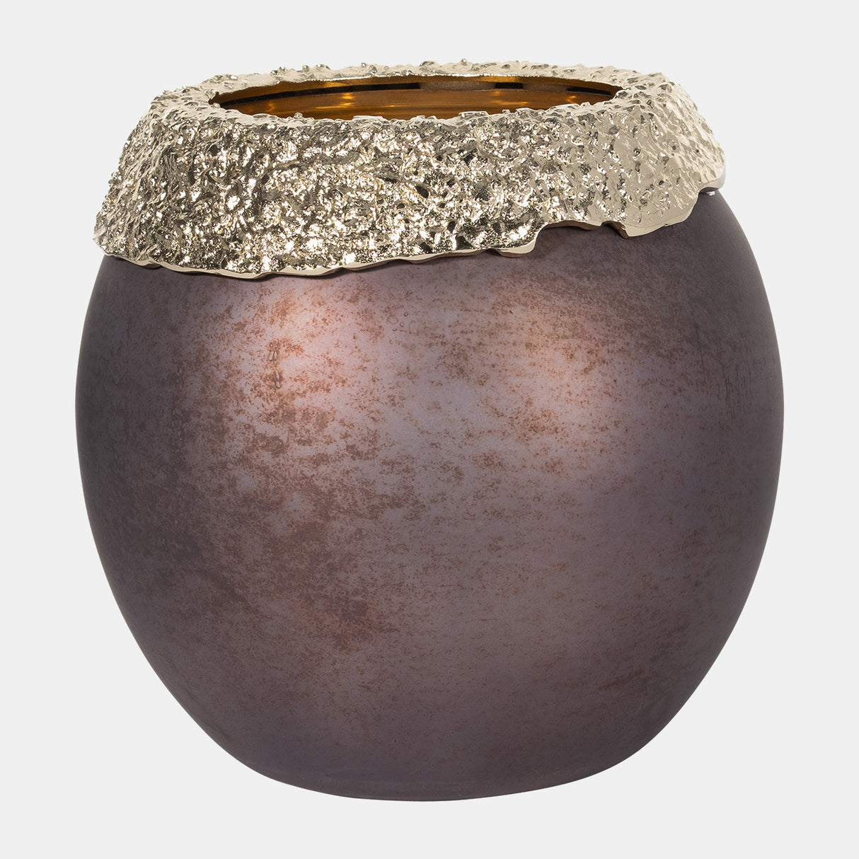 Glass,10",oval Hurricane,charred Coal/gold from Sagebrook Home - Luna Furniture