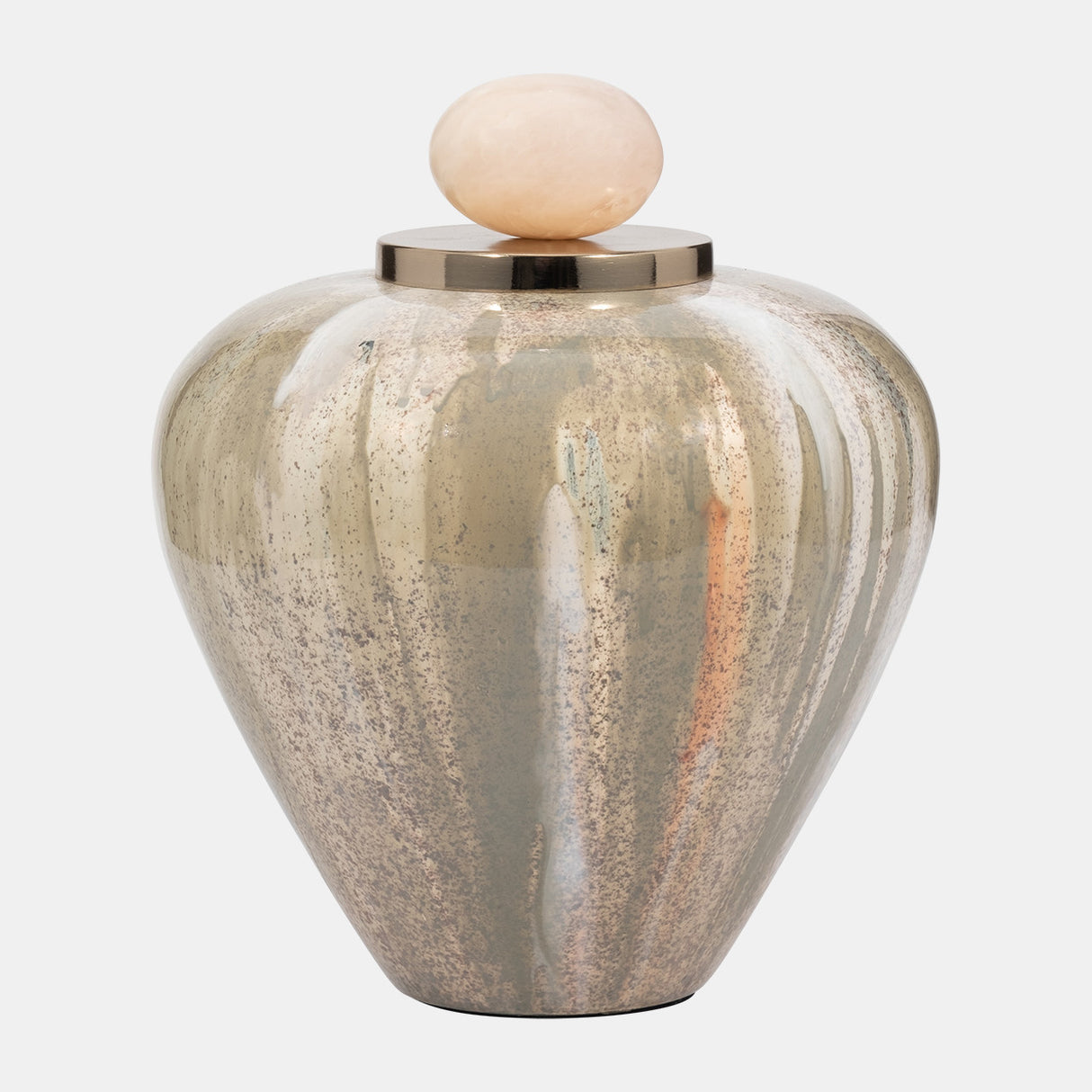 Glass, 10" Temple Vase W/ Resin Topper, Blush/gree from Sagebrook Home - Luna Furniture