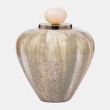 Glass, 10" Temple Vase W/ Resin Topper, Blush/gree from Sagebrook Home - Luna Furniture