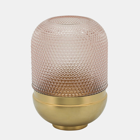 Glass 11", Textured Dots, Pink/gold - 14680-01