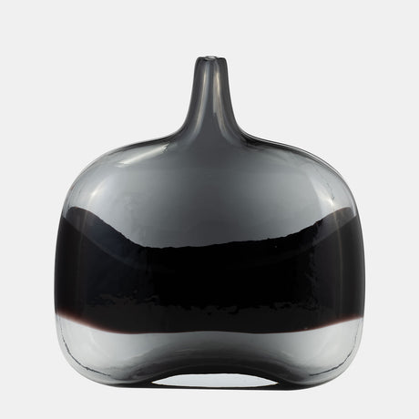 Glass, 12 2-tone Vase, Smoke/black - 17989-01