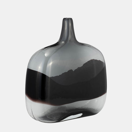 Glass, 12 2-tone Vase, Smoke/black - 17989-01