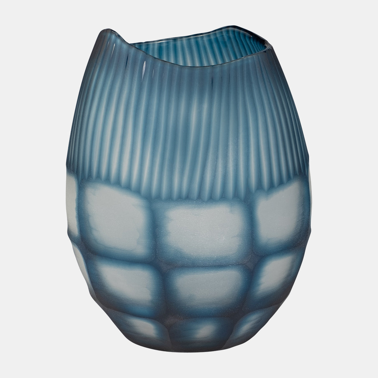 Glass, 12" Carved Vase Blue from Sagebrook Home - Luna Furniture