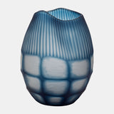 Glass, 12" Carved Vase Blue from Sagebrook Home - Luna Furniture