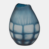 Glass, 12" Carved Vase Blue from Sagebrook Home - Luna Furniture