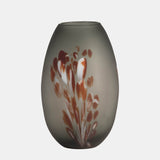 Glass, 12''h, Frosted Vase With Red Detail-gray from Sagebrook Home - Luna Furniture