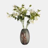 Glass, 12''h, Frosted Vase With Red Detail-gray from Sagebrook Home - Luna Furniture