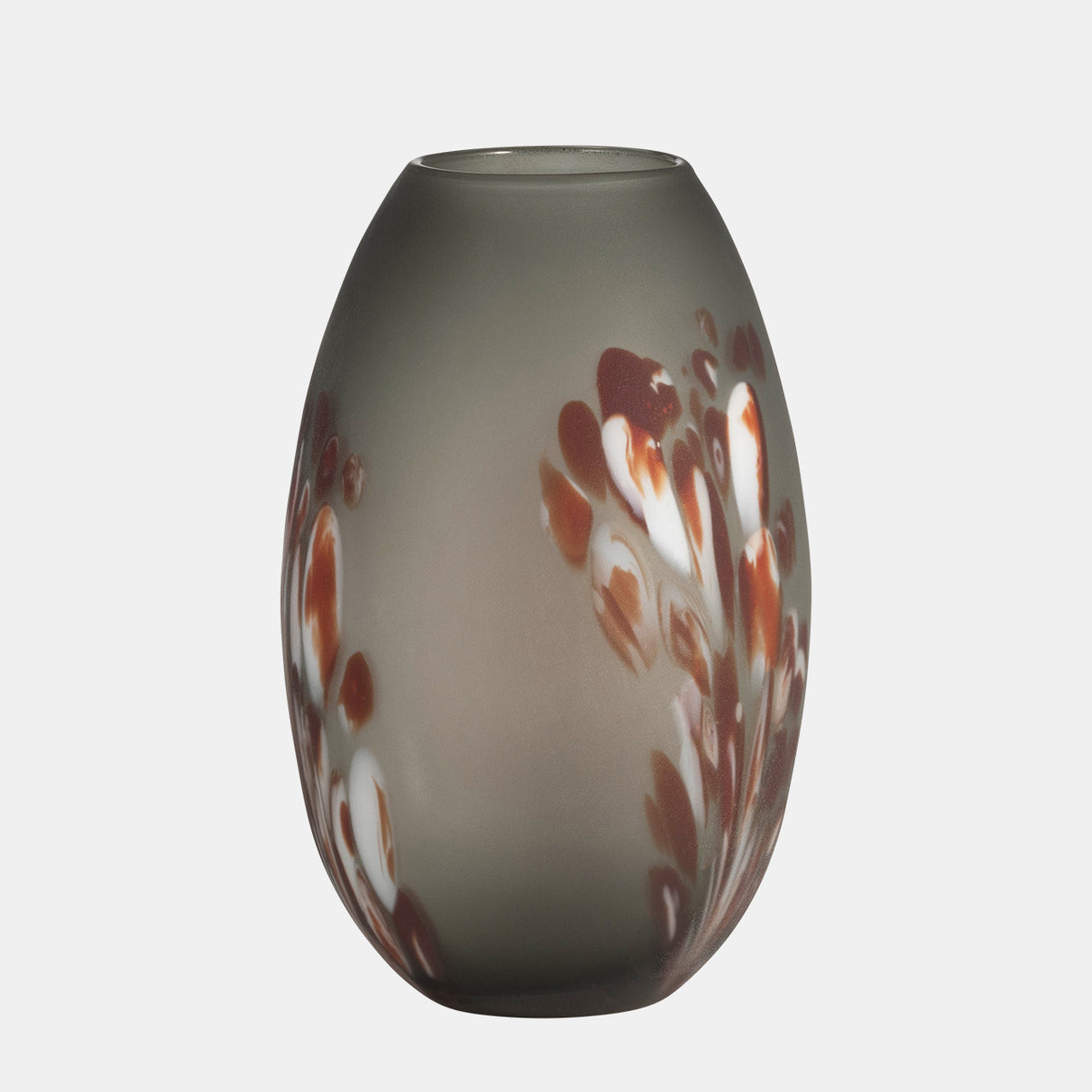 Glass, 12''h, Frosted Vase With Red Detail-gray from Sagebrook Home - Luna Furniture