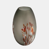 Glass, 12''h, Frosted Vase With Red Detail-gray from Sagebrook Home - Luna Furniture