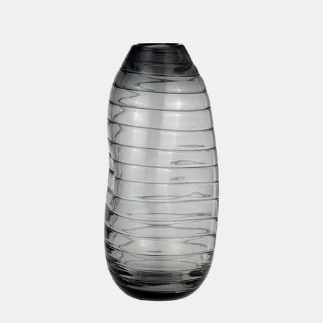 Glass, 12"h Pinched Vase, Smoke - 17982-02