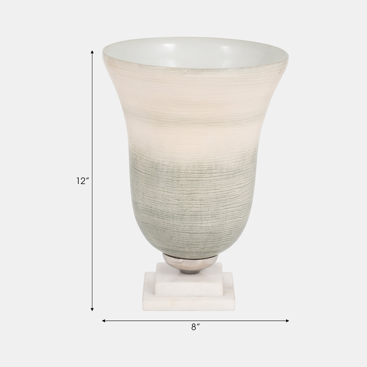 Glass, 12" Vase On Marble Base, Sage/ivory Kd from Sagebrook Home - Luna Furniture