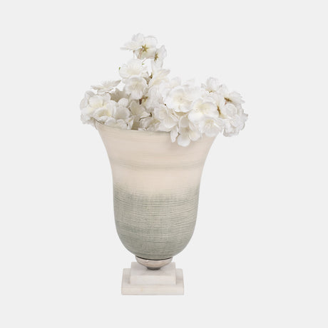 Glass, 12" Vase On Marble Base, Sage/ivory Kd from Sagebrook Home - Luna Furniture