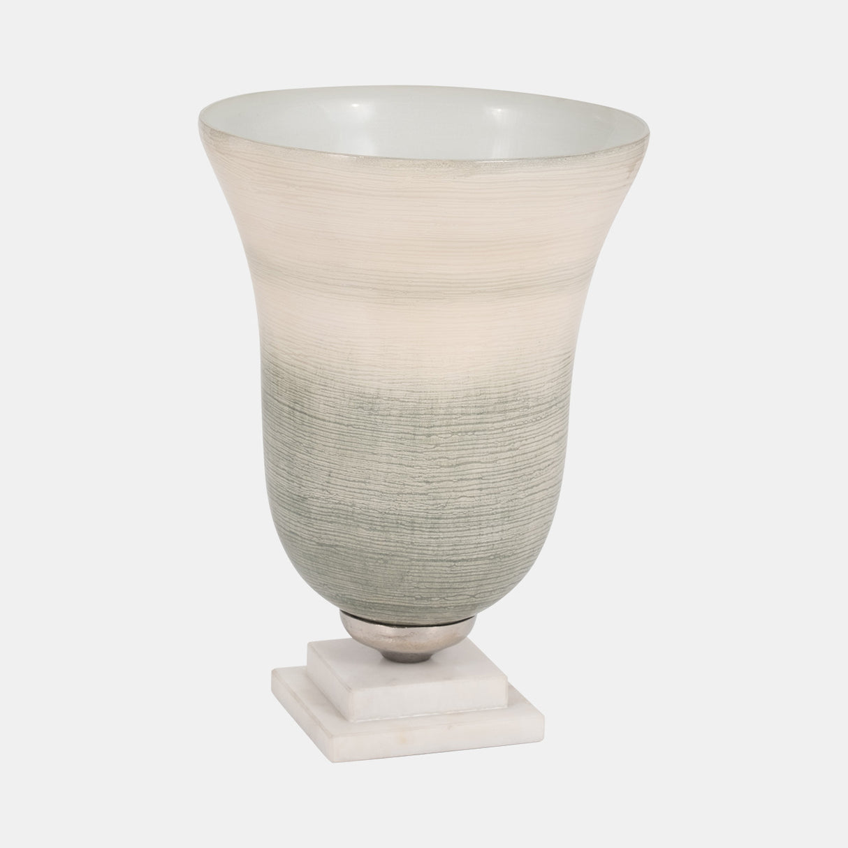 Glass, 12" Vase On Marble Base, Sage/ivory Kd from Sagebrook Home - Luna Furniture