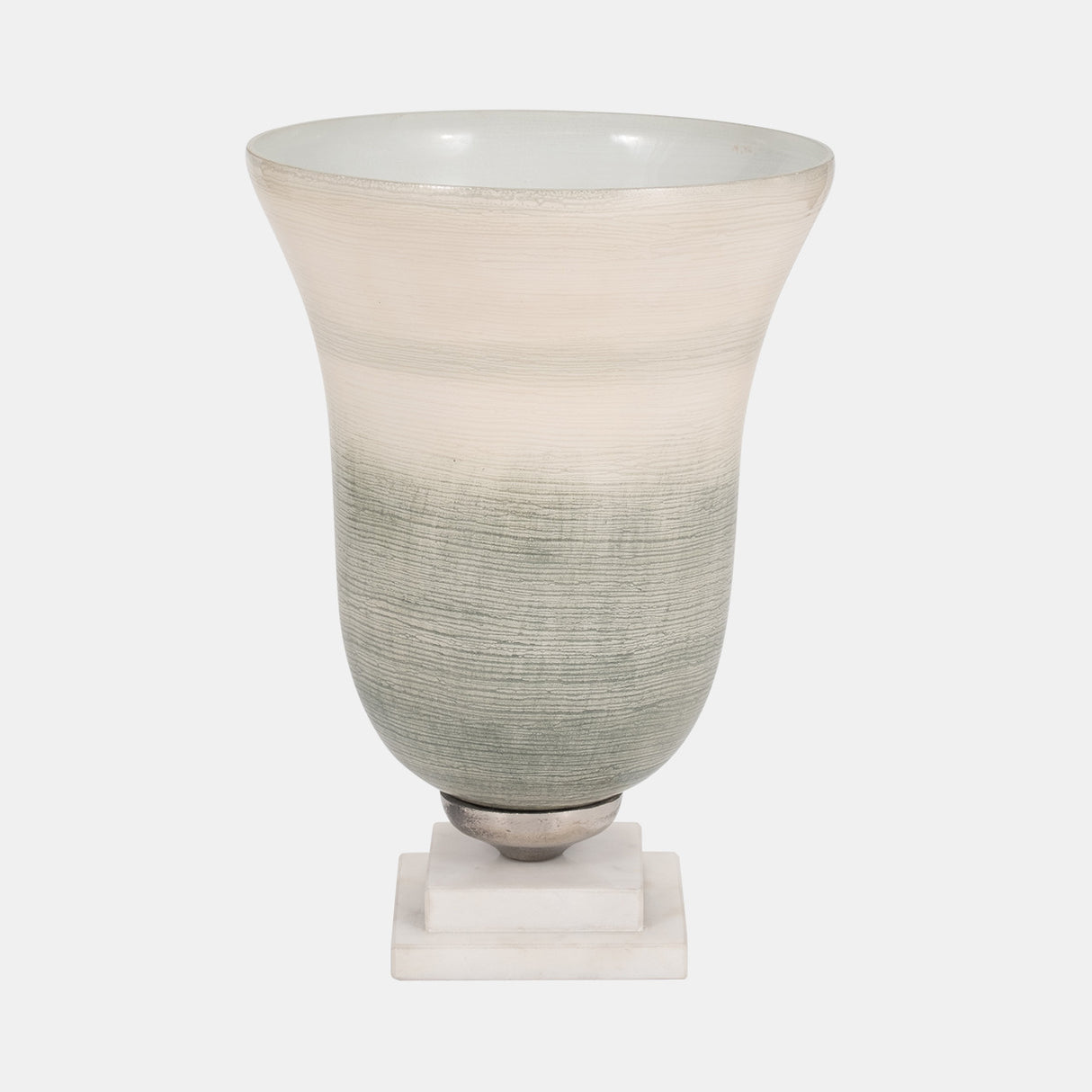 Glass, 12" Vase On Marble Base, Sage/ivory Kd from Sagebrook Home - Luna Furniture