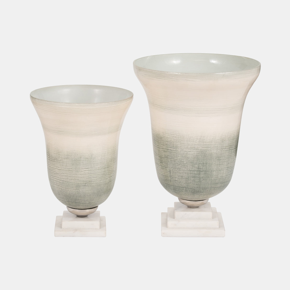 Glass, 12" Vase On Marble Base, Sage/ivory Kd from Sagebrook Home - Luna Furniture