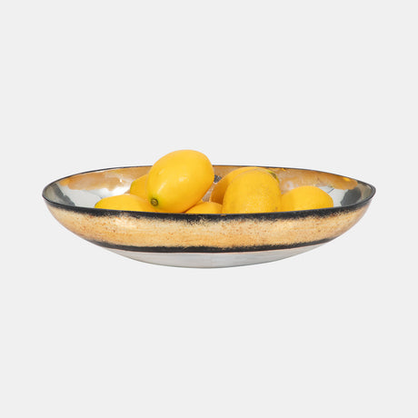 Glass, 13" Bowl W/ Gold Trim, White from Sagebrook Home - Luna Furniture