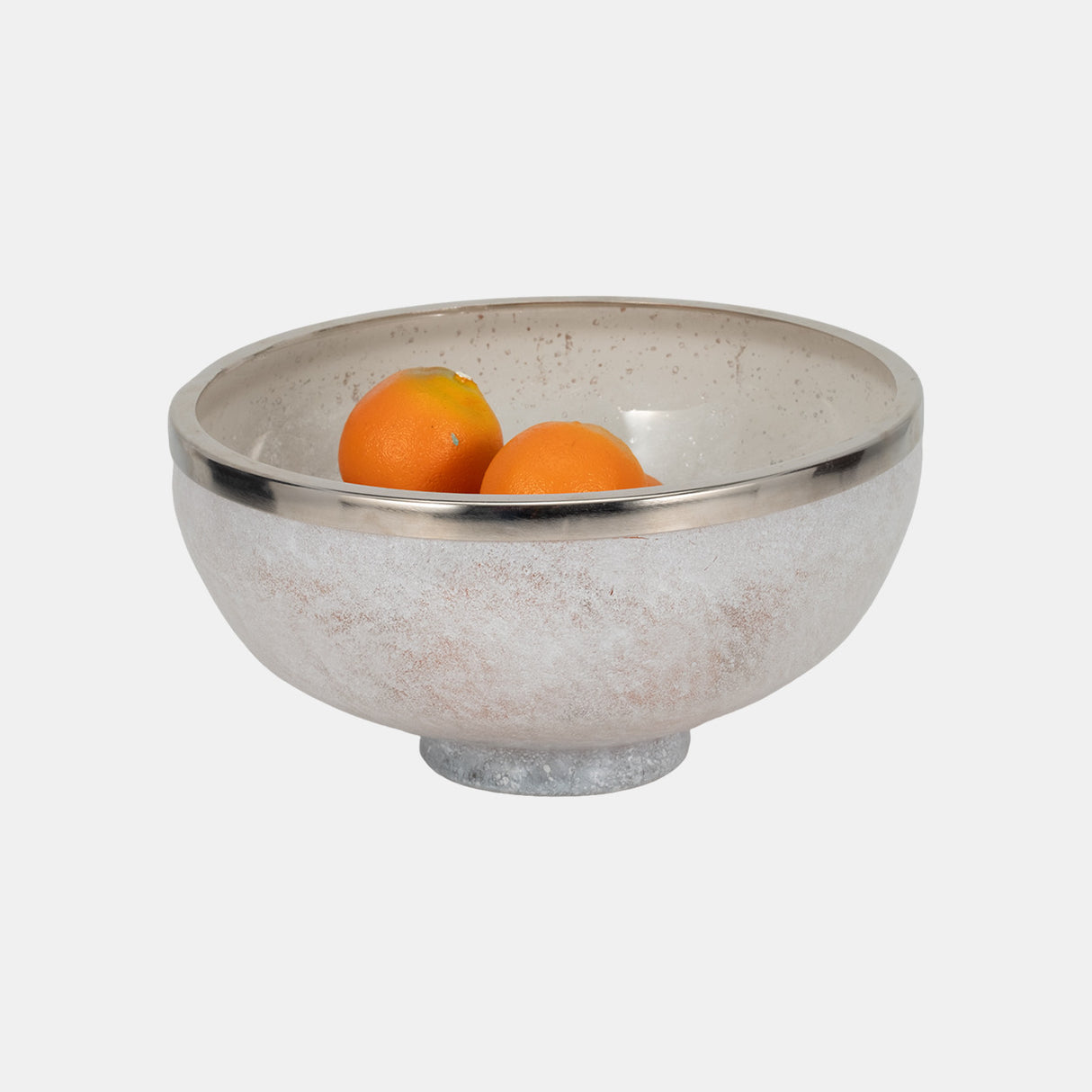 Glass,13",bowl W/ring Deco,white - 17454-02