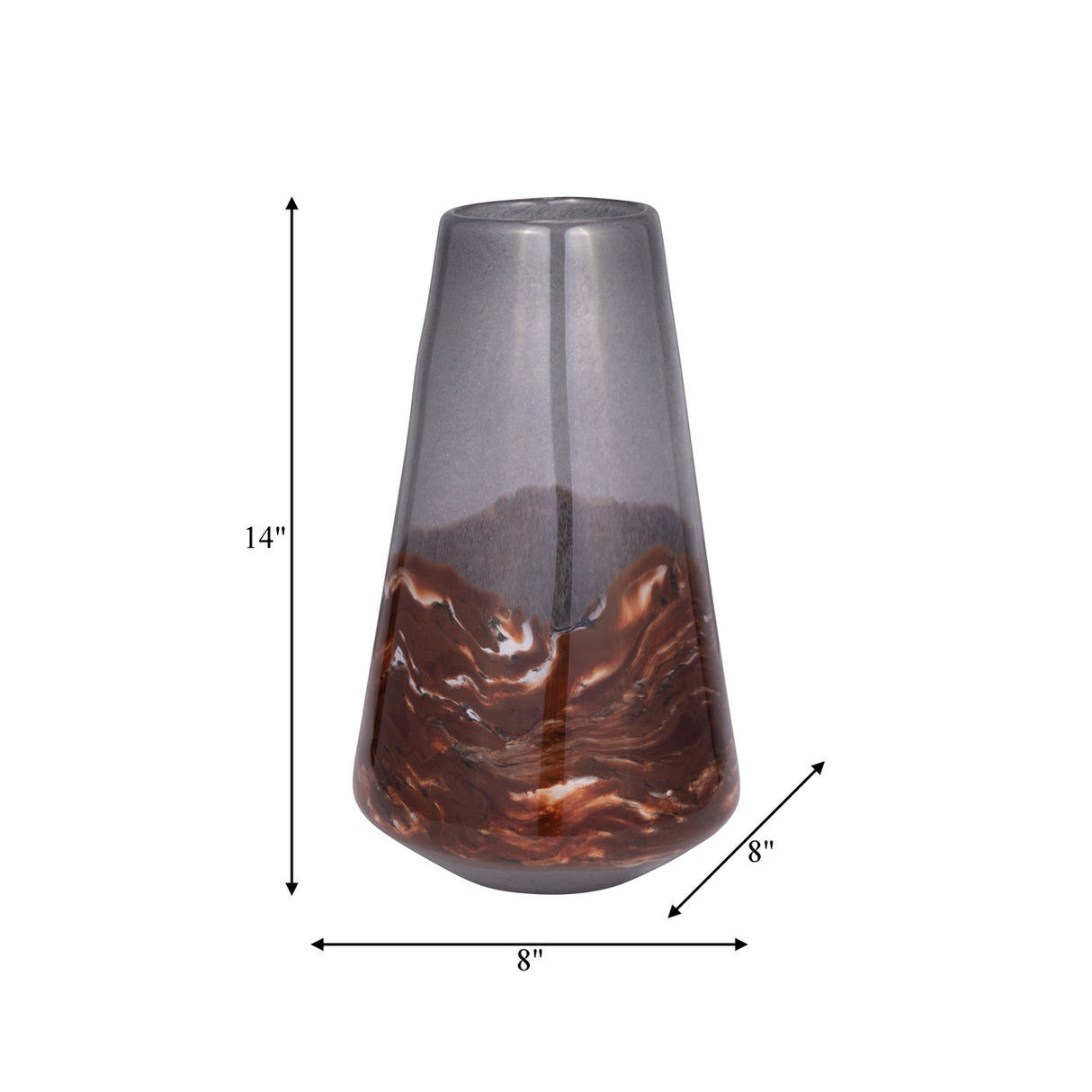 Glass, 14" Vase Grey/brown from Sagebrook Home - Luna Furniture