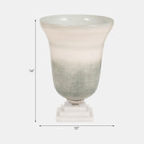 Glass, 14" Vase On Marble Base, Sage/ivory Kd from Sagebrook Home - Luna Furniture