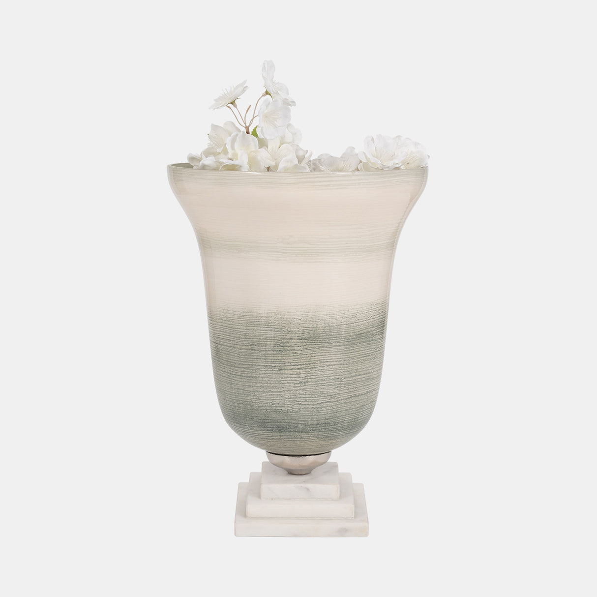 Glass, 14" Vase On Marble Base, Sage/ivory Kd from Sagebrook Home - Luna Furniture