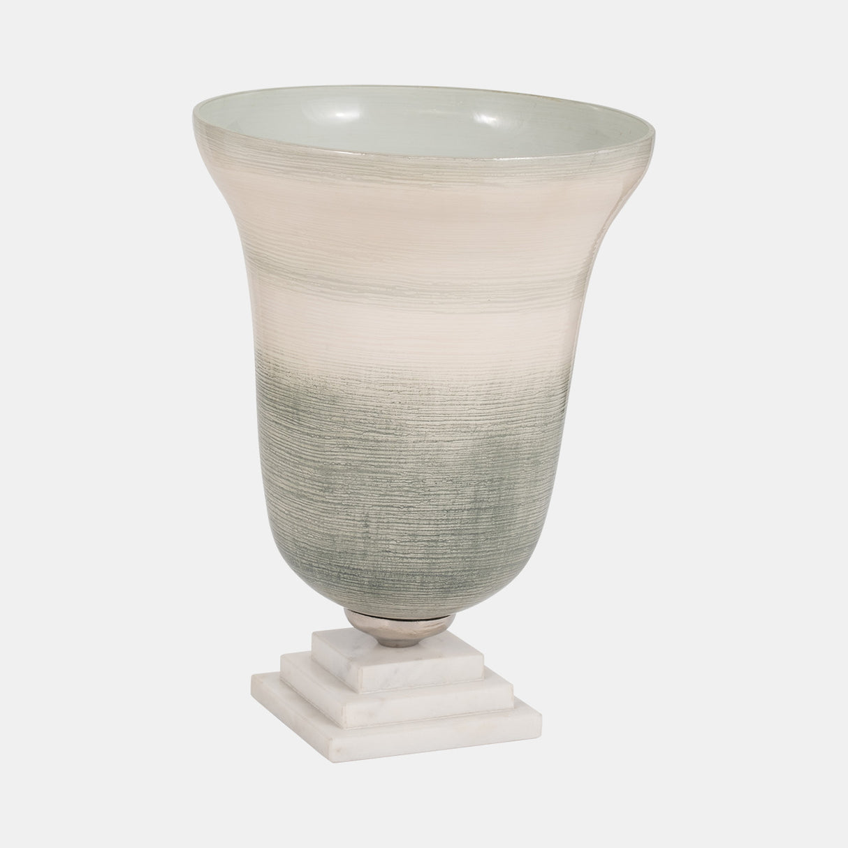 Glass, 14" Vase On Marble Base, Sage/ivory Kd from Sagebrook Home - Luna Furniture