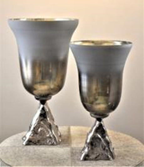 Glass, 15" 2-tone Chalice Vase, Metallic Kd from Sagebrook Home - Luna Furniture