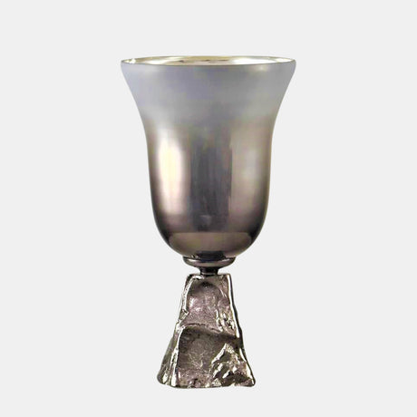 Glass, 15" 2-tone Chalice Vase, Metallic Kd from Sagebrook Home - Luna Furniture