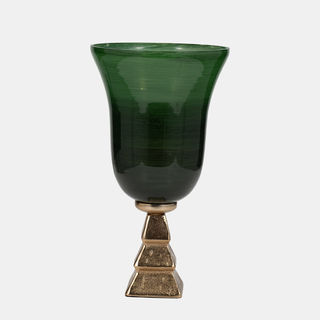 Glass, 15" 5th Ave Vase On Stand, Green/gold from Sagebrook Home - Luna Furniture