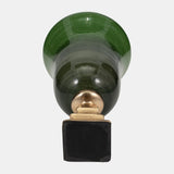 Glass, 15" 5th Ave Vase On Stand, Green/gold from Sagebrook Home - Luna Furniture