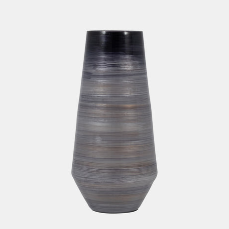 Glass, 15" Enameled Vase, Gray/black from Sagebrook Home - Luna Furniture