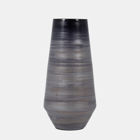 Glass, 15" Enameled Vase, Gray/black from Sagebrook Home - Luna Furniture