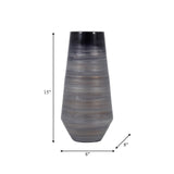 Glass, 15" Enameled Vase, Gray/black from Sagebrook Home - Luna Furniture