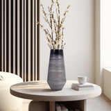 Glass, 15" Enameled Vase, Gray/black from Sagebrook Home - Luna Furniture